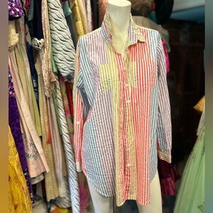 Playful Striped Tunic Length Button Down